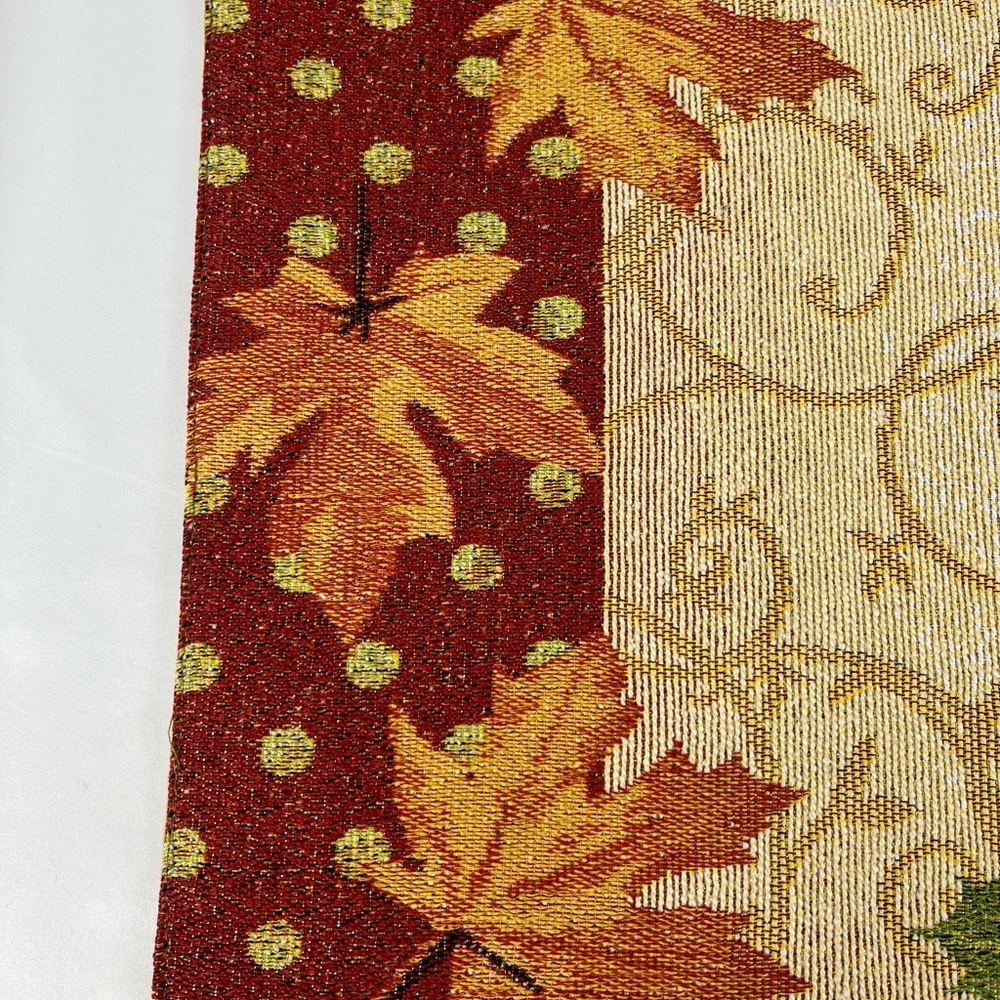 Pair of Placements (2) Pumpkins and Leaves w/Gold Scrolls Orange Tan Red Bling - Picture 2 of 14